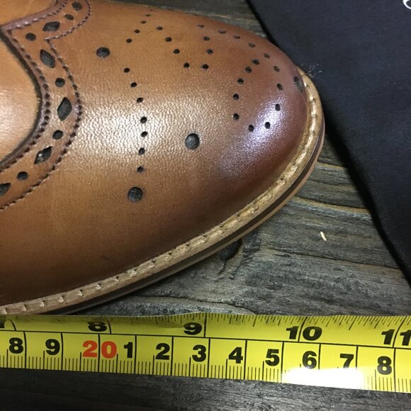 NWT Genuine Leather Cognac Oxford Wingtip Brogues - Picture 15 of 16